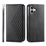 Cubic Grid Calf Texture Magnetic Leather Phone Case