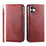 Cubic Grid Calf Texture Magnetic Leather Phone Case
