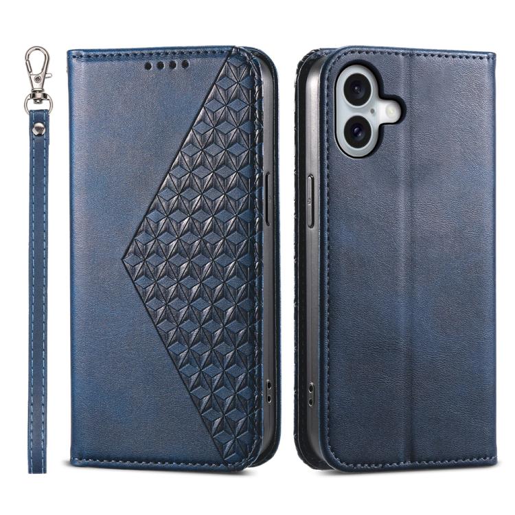 Cubic Grid Calf Texture Magnetic Leather Phone Case