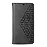 Cubic Grid Calf Texture Magnetic Leather Phone Case