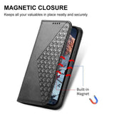 Cubic Grid Calf Texture Magnetic Leather Phone Case