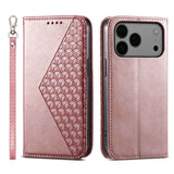Cubic Grid Calf Texture Magnetic Leather Phone Case