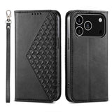 Cubic Grid Calf Texture Magnetic Leather Phone Case