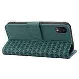 Business Diamond Buckle Leather Phone Case with Lanyard