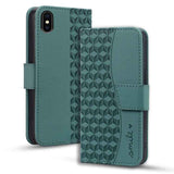 Business Diamond Buckle Leather Phone Case with Lanyard