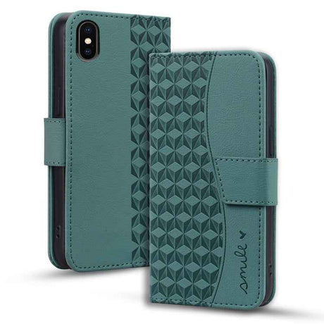 Business Diamond Buckle Leather Phone Case with Lanyard
