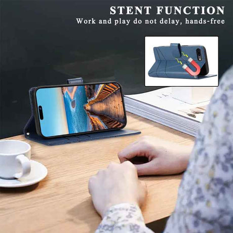 PU Genuine Leather Texture Embossed Line Phone Case