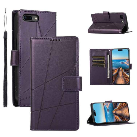 PU Genuine Leather Texture Embossed Line Phone Case
