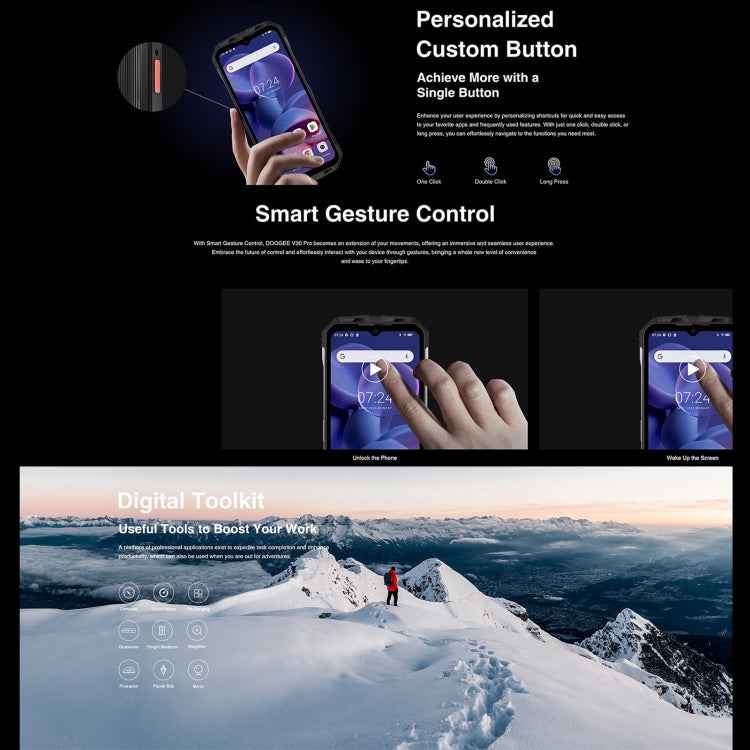 DOOGEE V30 Pro, 12GB+512GB, 200MP Camera, 10800mAh Battery, 6.58 inch Android 13 Dimensity 7050 , Support Google Pay