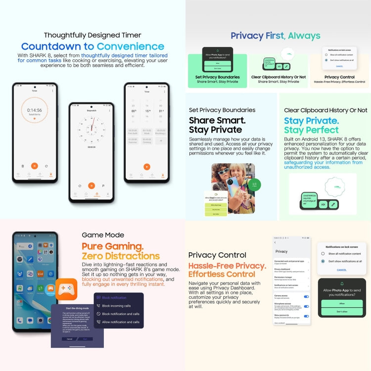 Blackview SHARK 8, Fingerprint Identification,8GB+256GB, 6.78 inch Android 13 MTK6789 Helio G99 Octa Core