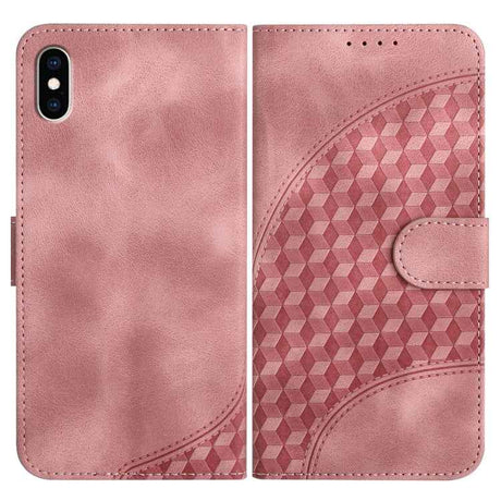 YX0060 Elephant Head Embossed Phone Leather Case with Lanyard