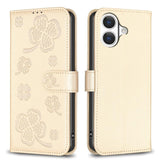 Four-leaf Embossed Leather Phone Case