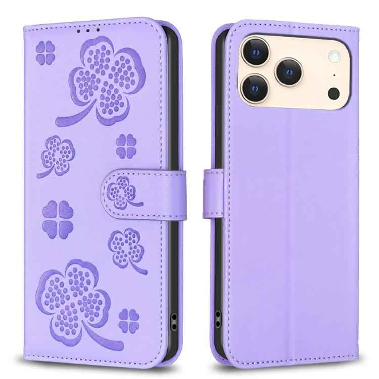 Four-leaf Embossed Leather Phone Case
