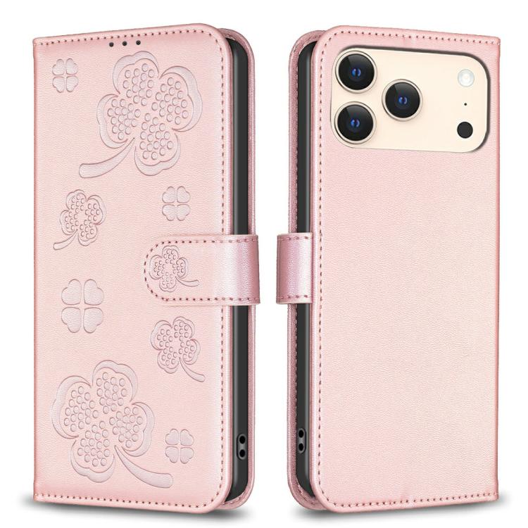 Four-leaf Embossed Leather Phone Case