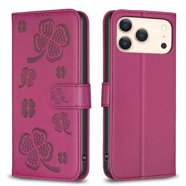 Four-leaf Embossed Leather Phone Case