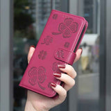 Four-leaf Embossed Leather Phone Case