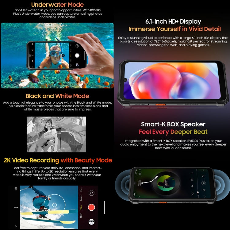 Blackview BV5300 Plus, Rugged Smartphone, 8GB+128GB, 6.1 inch Android 13 MediaTek Helio G72 Octa Core