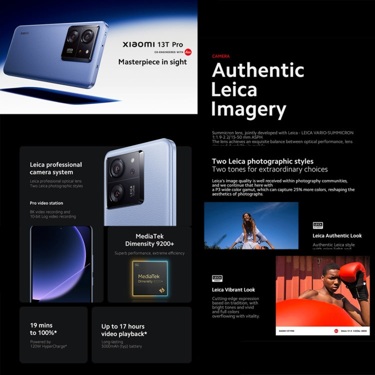 Xiaomi 13T Pro Global, 6.67 inch MIUI 14 MediaTek Dimensity 9200+ Octa Core 3.35GHz, NFC, Network: 5G, Leica Lens, 12GB+256GB, 12GB+512GB, 16GB+1TB