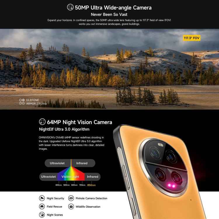 Ulefone Armor 23 Ultra Rugged Phone, 6.78 inch Android 13 MediaTek Dimensity 8020 Octa Core up to 2.6GHz, Satellite Messaging