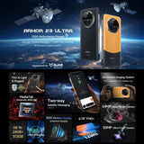Ulefone Armor 23 Ultra Rugged Phone, 6.78 inch Android 13 MediaTek Dimensity 8020 Octa Core up to 2.6GHz, Satellite Messaging