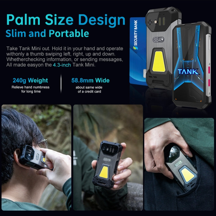 Unihertz Tank mini 1 / 8849, 100MP Camera, 4.3 inch Android 13 Helio G99 Octa Core, Network: 4G, 8GB+256GB