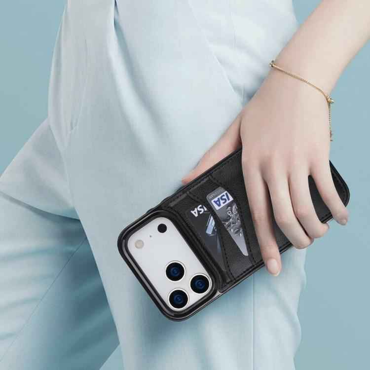 Litchi Leather Skin Card Slots Phone Case