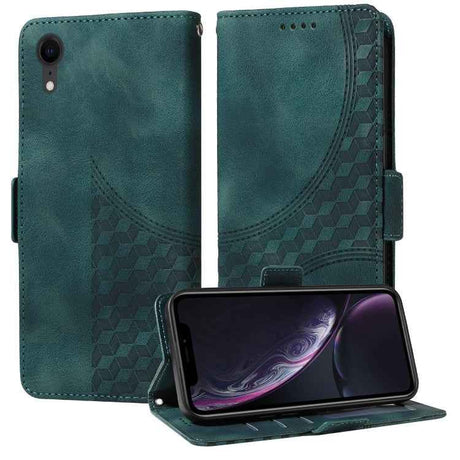 Embossed Rhombus Starry Leather Phone Case