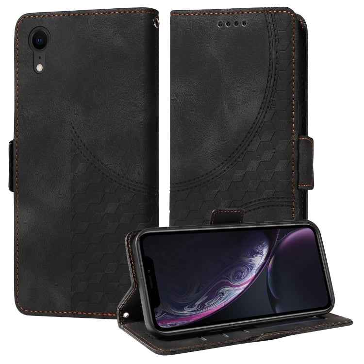 Embossed Rhombus Starry Leather Phone Case
