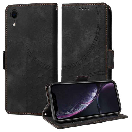 Embossed Rhombus Starry Leather Phone Case