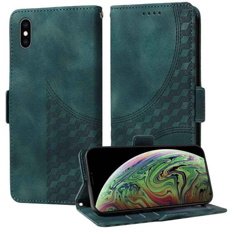Embossed Rhombus Starry Leather Phone Case