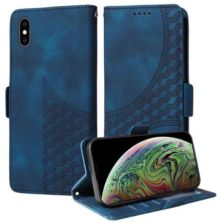 Embossed Rhombus Starry Leather Phone Case