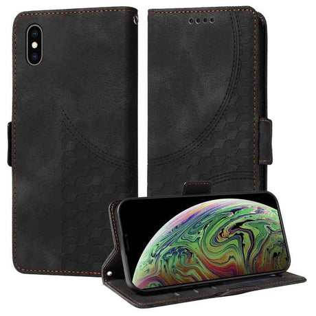 Embossed Rhombus Starry Leather Phone Case