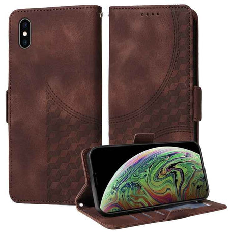 Embossed Rhombus Starry Leather Phone Case