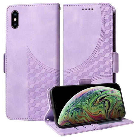 Embossed Rhombus Starry Leather Phone Case