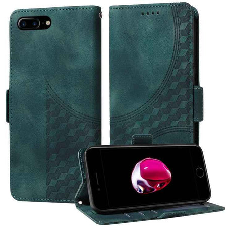 Embossed Rhombus Starry Leather Phone Case