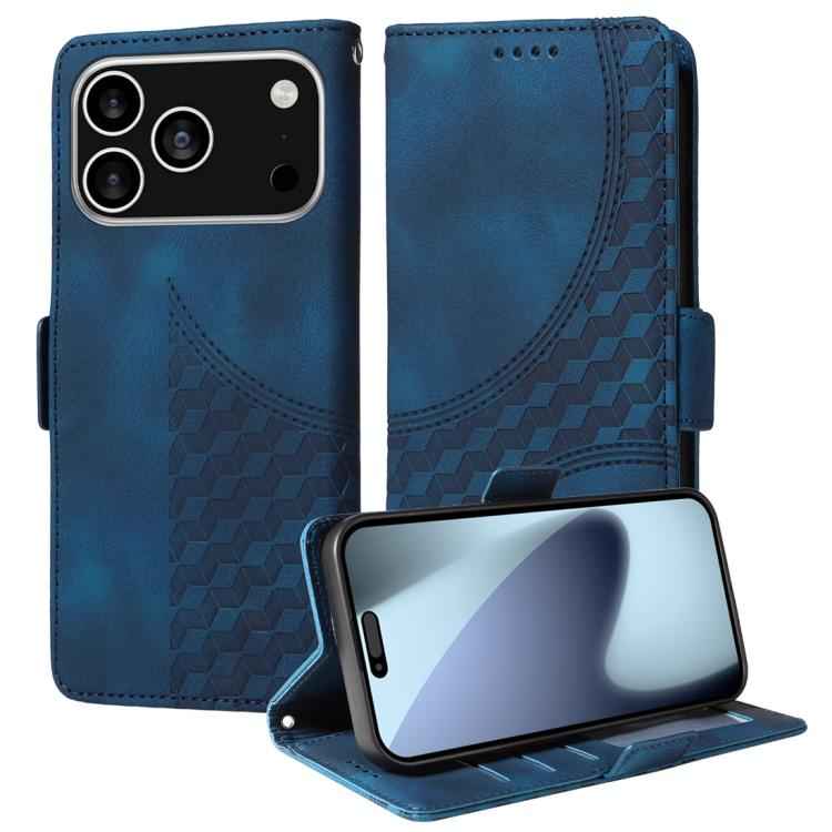 Embossed Rhombus Starry Leather Phone Case