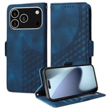 Embossed Rhombus Starry Leather Phone Case