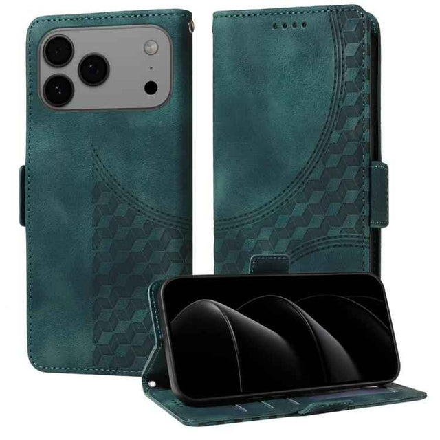 Embossed Rhombus Starry Leather Phone Case