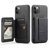 Fierre Shann Oil Wax Cow Leather Card Holder Back Phone Case
