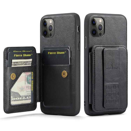 Fierre Shann Oil Wax Cow Leather Card Holder Back Phone Case