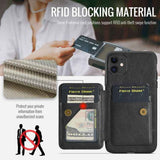 Fierre Shann Oil Wax Cow Leather Card Holder Back Phone Case
