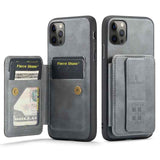 Fierre Shann Oil Wax Cow Leather Card Holder Back Phone Case