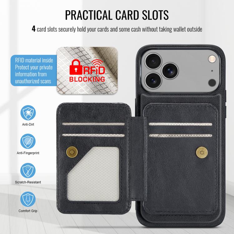 Fierre Shann Oil Wax Cow Leather Card Holder Back Phone Case