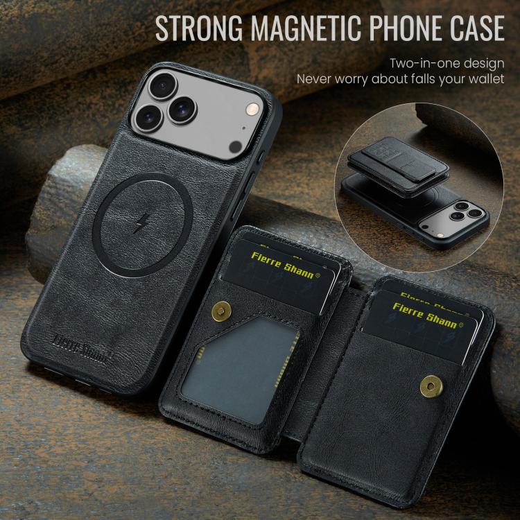 Fierre Shann Oil Wax Cow Leather Card Holder Back Phone Case