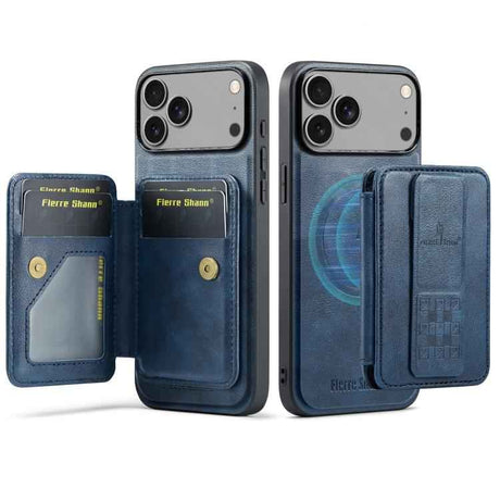 Fierre Shann Oil Wax Cow Leather Card Holder Back Phone Case