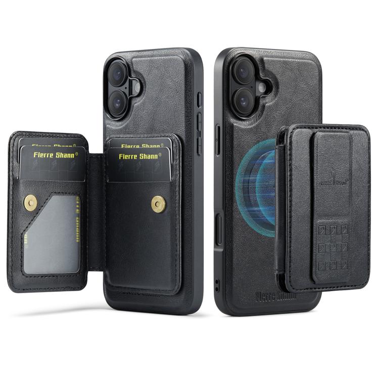 Fierre Shann Oil Wax Cow Leather Card Holder Back Phone Case