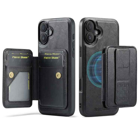 Fierre Shann Oil Wax Cow Leather Card Holder Back Phone Case