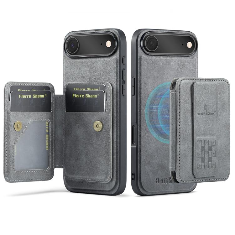 Fierre Shann Oil Wax Cow Leather Card Holder Back Phone Case