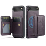 Fierre Shann Oil Wax Cow Leather Card Holder Back Phone Case