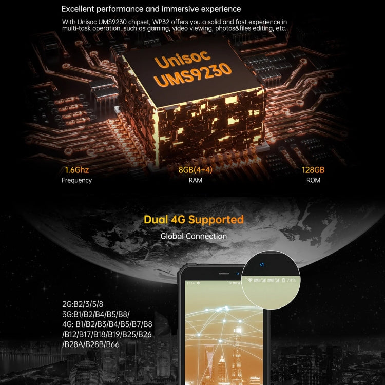 Oukitel WP32, Rugged smartphone, 4GB+128GB,5.93 inch Android 13 Unisoc Tiger T606 Octa-core
